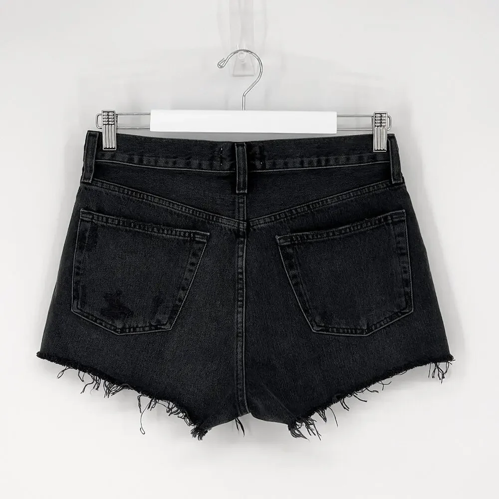 AGOLDE Parker Vintage Cutoff Denim Shorts Black Vortex Size 26 - Picture 5 of 5